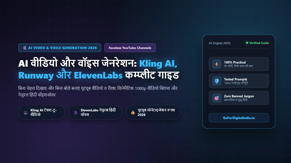 AI वीडियो और वॉइस जेनरेशन गाइड 2026: Kling AI, Runway और ElevenLabs