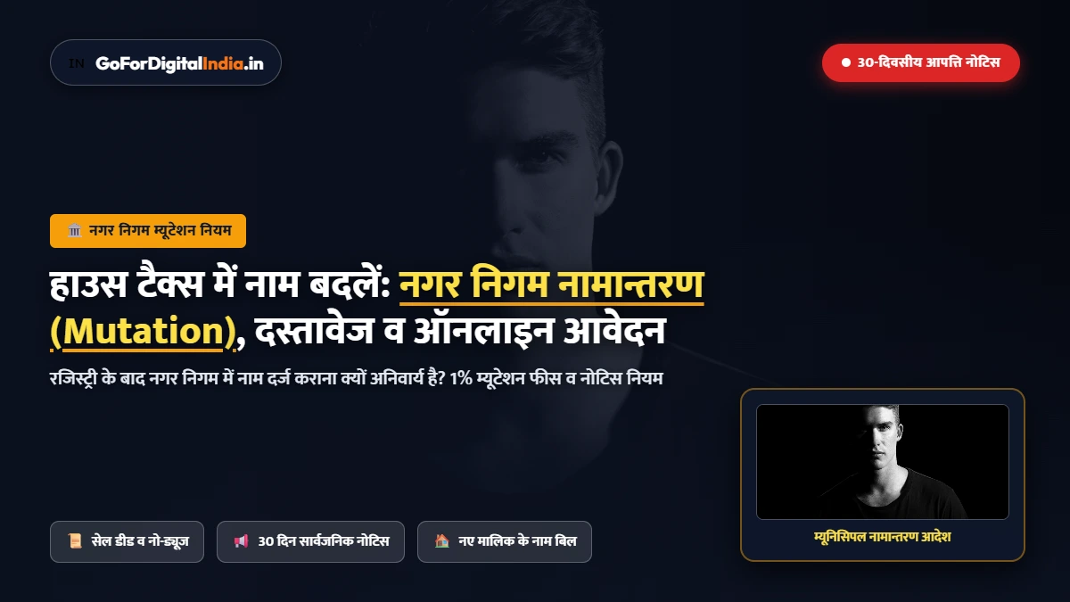 House Tax Name Change 2026: नगर निगम में नामान्तरण (Mutation), दस्तावेज, शुल्क व ऑनलाइन आवेदन