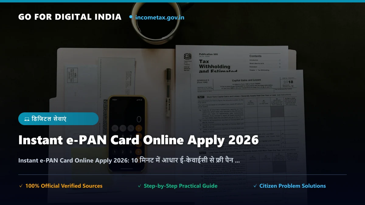 Instant e-PAN Card Online Apply 2026: 10 मिनट में आधार ई-केवाईसी से फ्री पैन कार्ड कैसे बनाएं व डाउनलोड करें?