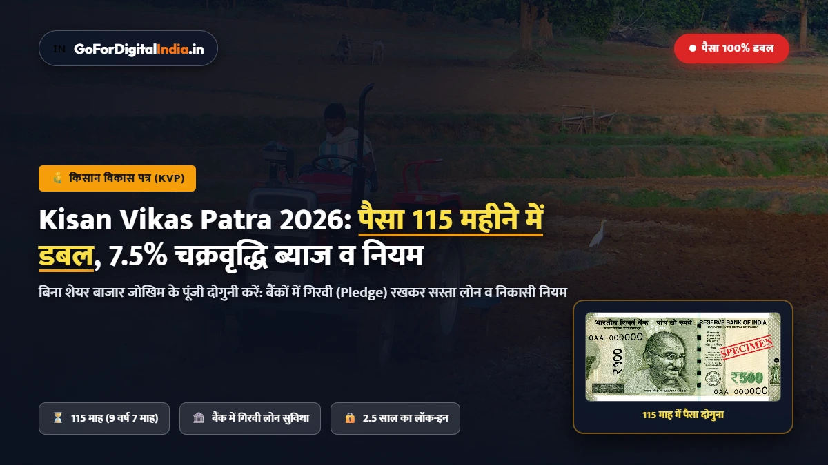 Kisan Vikas Patra 2026: किसान विकास पत्र में पैसा डबल होने के महीने, 7.5% ब्याज व नियम