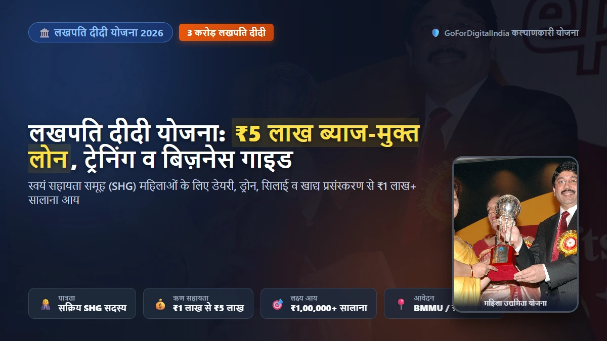 लखपति दीदी योजना 2026: स्वयं सहायता समूह की महिलाओं को ₹5 लाख ब्याज-मुक्त लोन, ट्रेनिंग व बिज़नेस प्लान गाइड