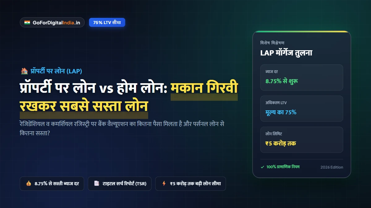 प्रॉपर्टी पर लोन (LAP) vs होम लोन vs पर्सनल लोन: जमीन या मकान गिरवी रखकर सबसे सस्ता लोन कैसे लें? 2026 गाइड