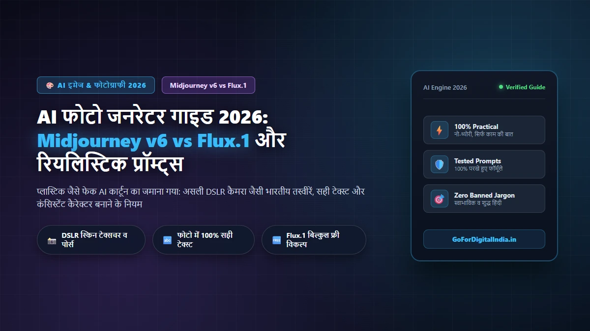 AI फोटो जनरेटर गाइड 2026: Midjourney v6 vs Flux.1 और रियलिस्टिक प्रॉम्ट्स के नियम