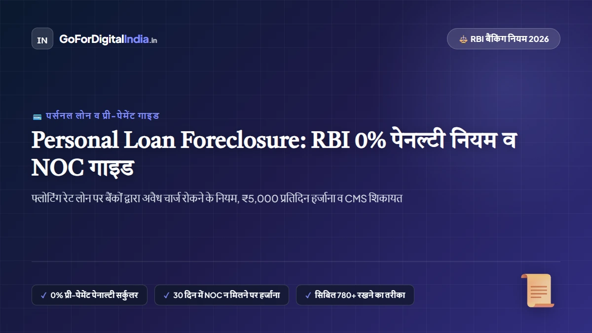 Personal Loan Foreclosure & Pre-Payment Charges 2026: RBI के नए नियम, 0% पेनल्टी, NOC व ₹5,000 प्रतिदिन हर्जाना गाइड