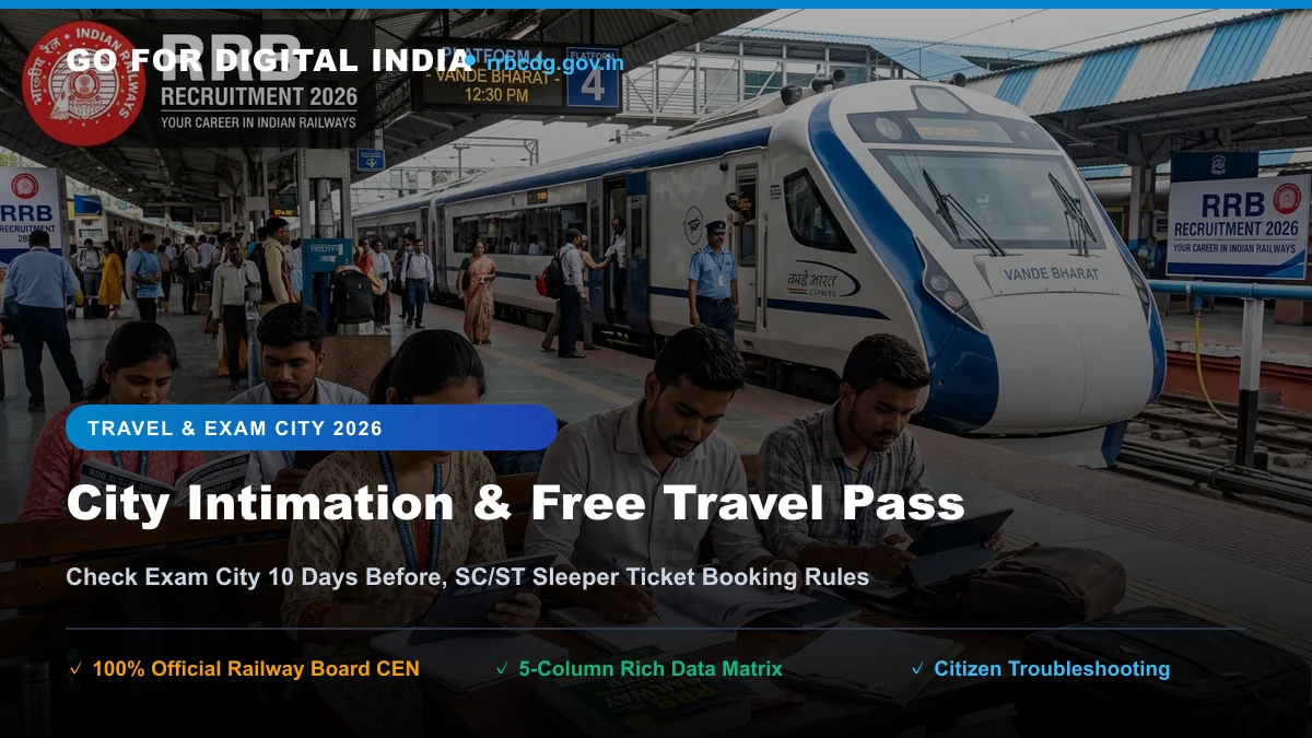RRB City Intimation Slip & Travel Pass 2026: एग्जाम सिटी व एससी/एसटी फ्री पास
