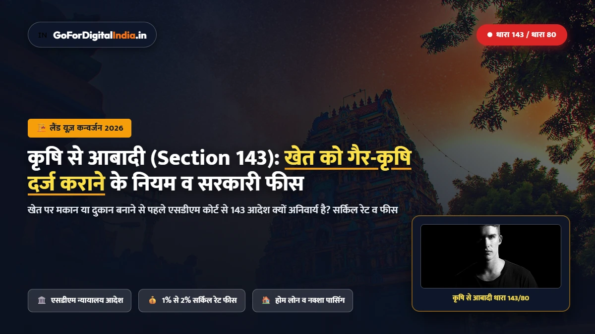 कृषि भूमि का 143 (आवासीय लैंड कन्वर्जन) कैसे कराएं? नए नियम, सरकारी फीस व नक्शा पास कराने की शर्तें
