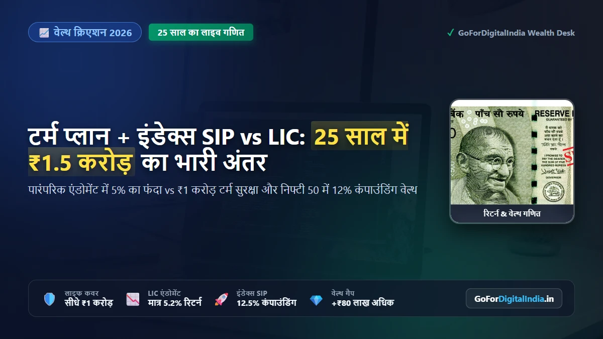 टर्म प्लान + इंडेक्स म्यूचुअल फंड SIP vs एंडोमेंट पॉलिसी और ULIP: 25 साल में ₹1.5 करोड़ का वित्तीय अंतर