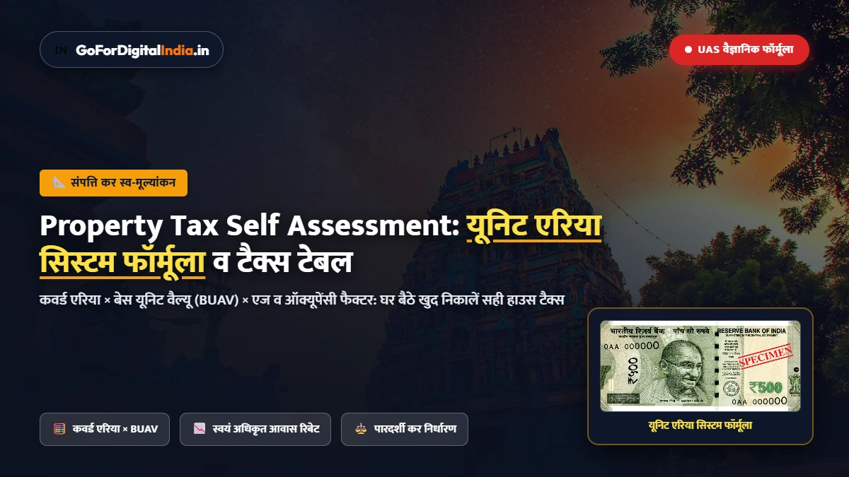 Property Tax Self Assessment 2026: यूनिट एरिया सिस्टम फॉर्मूला, कवर्ड एरिया व टैक्स कैलकुलेशन टेबल